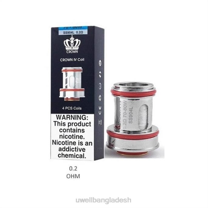 UWELL Bangladesh - UWELL CROWN 4 প্রতিস্থাপন কয়েল (4-প্যাক) ডুয়াল কয়েল 0.2ohm 02PJ182