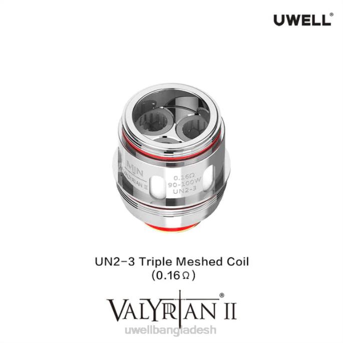 UWELL e cigarette - UWELL VALYRIAN 2 প্রতিস্থাপন কয়েল (2-প্যাক) un2-3 ট্রিপল জাল 0.16ohm 02PJ30