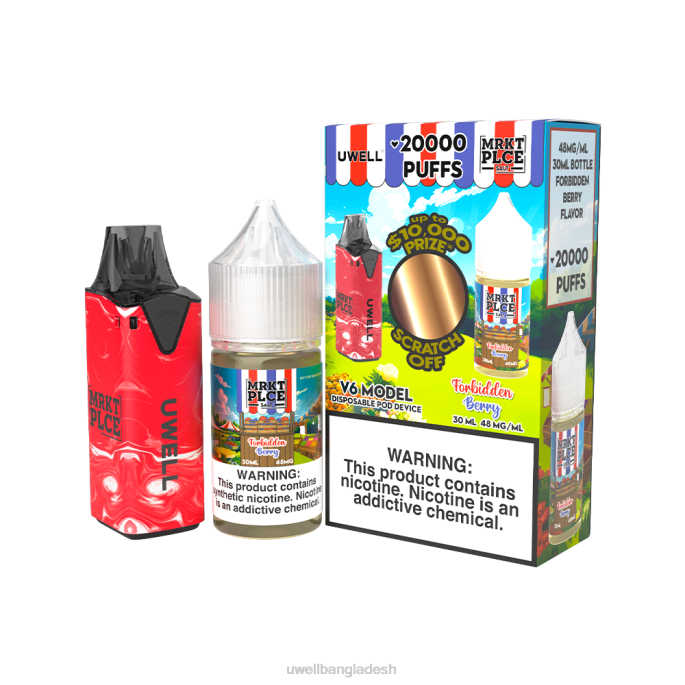 UWELL online shop - UWELL V6 নিষ্পত্তিযোগ্য ডিভাইস + বাবার বাষ্প 30 মিলি রস - কোল্যাব বান্ডেল clr: red/flv: নিষিদ্ধ বেরি 48mg 02PJ208