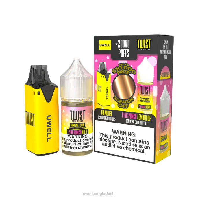 UWELL price in Bangladesh - UWELL V6 নিষ্পত্তিযোগ্য ডিভাইস + বাবার বাষ্প 30 মিলি রস - কোল্যাব বান্ডেল clr: হলুদ/flv: গোলাপী পাঞ্চ লেমনেড 50mg 02PJ219